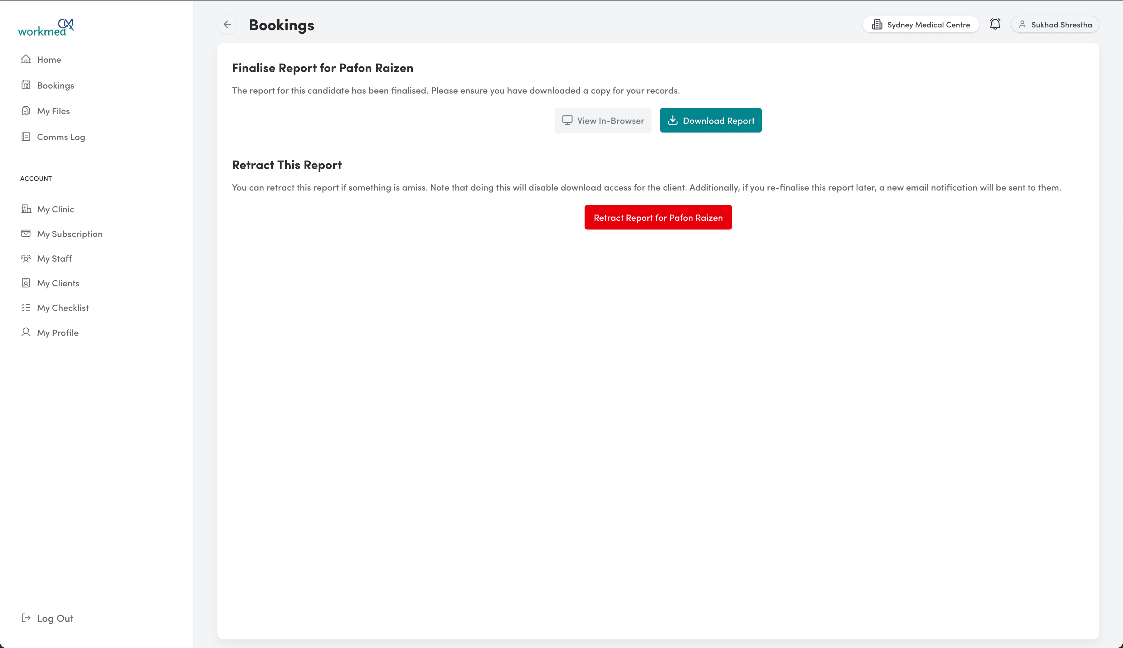 Regenerating a finalised report in CMx Workmed